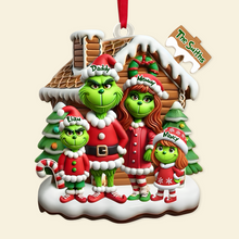 Load image into Gallery viewer, Personalized Family Christmas Ornament - Green Cartoon Character Design Ornament PopCulturePrints