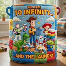 Load image into Gallery viewer, Embrace Fun with 'To Infinity and Beyond' - Personalized Quilted Laundry Basket for Kids