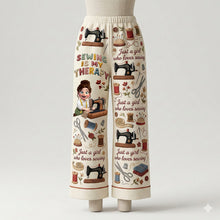 Load image into Gallery viewer, Sewing Is My Therapy - Personalized Pajama Pants for Passionate Sewers Pajama Pant PopCulturePrints
