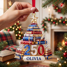 Load image into Gallery viewer, Book Stack Christmas Tree Ornament - Personalized 250th Anniversary Gift For Book Lovers 02PGTN220826 Ornament PopCulturePrints