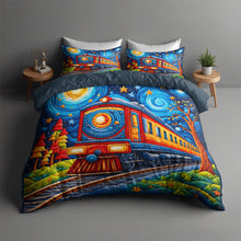 Load image into Gallery viewer, Whimsical Train Lovers Personalized Quilt Bed Set Blanket PopCulturePrints