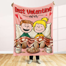 Load image into Gallery viewer, Personalized Valentine's Day Gifts - Valentine's Couple Blanket - Custom Names Blanket PopCulturePrints