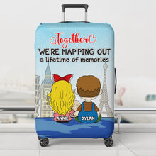 Load image into Gallery viewer, Personalized Luggage Cover for Couples - Together We're Mapping Out Memories Luggage Covers PopCulturePrints