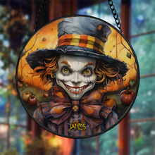 Load image into Gallery viewer, Personalized Halloween Family Wood Sign - Custom Cartoon Character Design Suncatcher PopCulturePrints