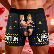 Load image into Gallery viewer, Caution: Choking Hazard - Fun Personalized Boxer for Him Boxer Briefs PopCulturePrints