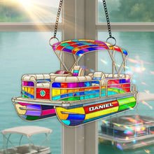 Load image into Gallery viewer, Bring Color to Your Space - Colorful Pontoon Boat Suncatcher - Personalized Gifts for Pontoon Enthusiasts Ornament PopCulturePrints
