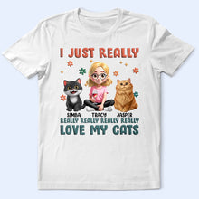 Load image into Gallery viewer, I Just Really Love My Cat - Personalized T Shirt T-shirt PopCulturePrints