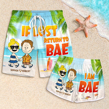 Load image into Gallery viewer, Personalized Couple Beach Shorts - Valentine's Day Gifts - If Lost Return to BAE Shorts and Pants PopCulturePrints