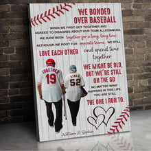 Load image into Gallery viewer, Personalized Baseball Couple Canvas Print - We Bonded Over Baseball Poster & Canvas PopCulturePrints