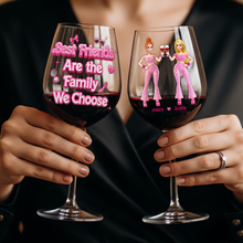 Load image into Gallery viewer, Best Friends Are the Family We Choose - Stylish Besties Wine Glasses - Personalized Gifts for Besties Wine Glass PopCulturePrints
