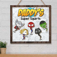Load image into Gallery viewer, Superhero Dad Personalized Wood Sign - Custom Father's Day Gift Wood Sign PopCulturePrints