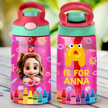 Load image into Gallery viewer, “Stay Hydrated With Style” - Personalized Kids Water Bottle With Straw - Custom Gift for Children Kids Water Bottle With Straw PopCulturePrints