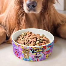 Load image into Gallery viewer, I Love My Humans - Custom Personalized Pet Bowl for Dog Lovers Pet Bowl PopCulturePrints