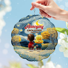 Load image into Gallery viewer, Personalized Couple's Wind Spinner - 'Annoying Each Other Since 1998' Ornament PopCulturePrints