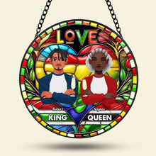 Load image into Gallery viewer, Personalized Stained Glass Art for Black Couples - Proud King & Queen Ornament PopCulturePrints