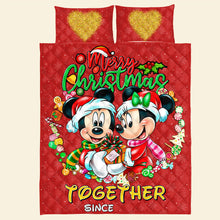 Load image into Gallery viewer, Personalized Christmas Quilt Bed Set for Couples - Valentine's Day Gifts Blanket PopCulturePrints