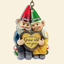Load image into Gallery viewer, Personalized Old Gnome Couple Keychain - 'I Want To Grow Old With You' | Perfect Gift for Couples Keychains PopCulturePrints