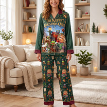 Load image into Gallery viewer, Whimsical Christmas Button Up Pajama Set - Personalize the Joy!