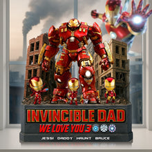 Load image into Gallery viewer, “Invincible Dad, We Love You 3000!” - Epic Hero Dad Acrylic Plaque - Personalized Gifts for Dads, Grandpas & More Shaped Plaques PopCulturePrints