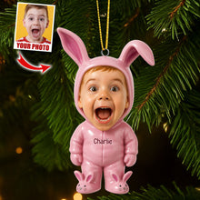 Load image into Gallery viewer, "Bring Joy to Your Loved Ones!" - Cute Rabbit Ornament - Custom Photo Gift for Family and Friends Ornament PopCulturePrints