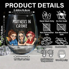 Load image into Gallery viewer, Partners in Crime - Personalized Stemless Wine Glass for Besties Wine Glass PopCulturePrints