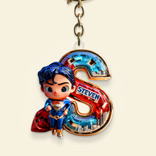 Load image into Gallery viewer, “Unlock Your Superhero Spirit!” - Initial Letter Keychain - Personalized Gift for Kids, Friends, and Family Keychains PopCulturePrints