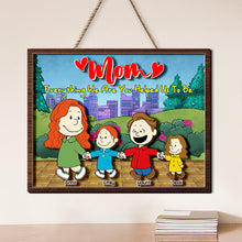 Load image into Gallery viewer, Personalized Family Print - Mom & Kids Holding Hands Wood Sign PopCulturePrints