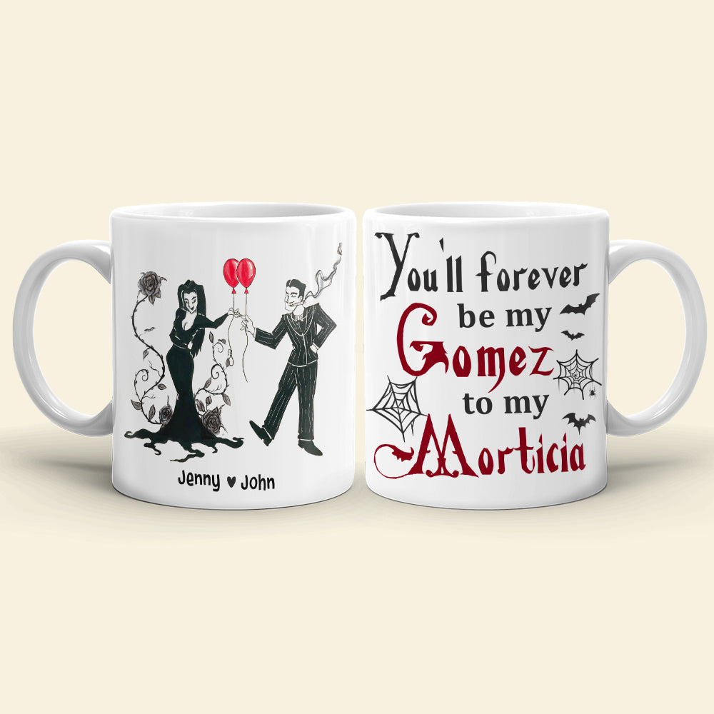 Personalized Gomez & Morticia Couple Mug - Horror Theme - Valentine's Day Gifts Coffee Mug PopCulturePrints