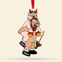 Load image into Gallery viewer, Personalized Couple Christmas Ornament - Fun Santa Design | Valentine's Day Gifts Ornament PopCulturePrints