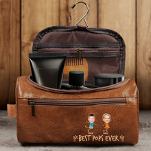 Load image into Gallery viewer, Custom Photo Outline: Best Dad Ever - Personalized Leather Toiletry Bag Leather Toiletry Bag PopCulturePrints