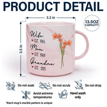 Load image into Gallery viewer, “Celebrate Her Love” - Personalized Marble Mug - Gift for Mom, Grandma, and Great Grandma Marble Mug PopCulturePrints