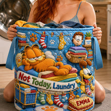 Load image into Gallery viewer, Lazy Cat Quilted Laundry Basket - Personalized Gifts 03HADT180726 Laundry Basket PopCulturePrints