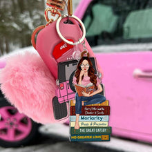 Load image into Gallery viewer, Personalized Book Lover's Keychain - Custom Reading Girl Keychains PopCulturePrints
