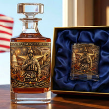 Load image into Gallery viewer, "Honor Their Service with Style" - Custom Personalized Anniversary Veteran Decanter Set - Gift for Military Enthusiasts and Collectors