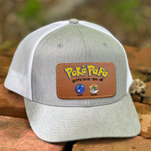 Load image into Gallery viewer, Customizable Dad Hat with Leather Patch - 'PokéPapa' Design Caps PopCulturePrints