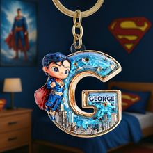 Load image into Gallery viewer, “Unlock Your Superhero Spirit!” - Initial Letter Keychain - Personalized Gift for Kids, Friends, and Family Keychains PopCulturePrints