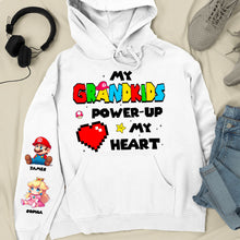 Load image into Gallery viewer, My Grandkids Power-Up My Heart - Personalized Unisex Sweatshirt for Moms & Grandmas AOP Products PopCulturePrints