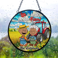 Load image into Gallery viewer, Unique Personalized Valentine's Day Gifts for Farmer Couples | Stained Glass Ornament Ornament PopCulturePrints
