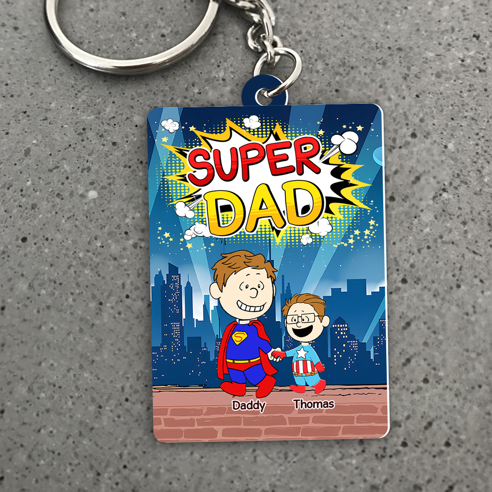 “Every Dad is a Superhero” - Personalized Keychain for Dads - Custom Gift for Father's Day, Birthday & More Keychains PopCulturePrints