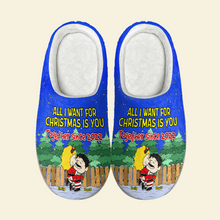 Load image into Gallery viewer, Personalized Christmas Couple Slippers - Customizable and Cozy | Valentine's Day Gifts Shoes PopCulturePrints