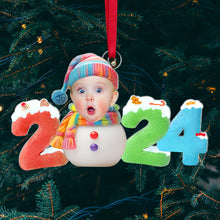 Load image into Gallery viewer, Baby's First Christmas 2024 Photo Ornament Ornament PopCulturePrints