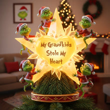 Load image into Gallery viewer, My Grandkids Stole My Heart - Personalized Funny Holiday Acrylic Christmas Tree Topper Ornament PopCulturePrints