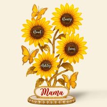 Load image into Gallery viewer, “A Touch of Sunshine” - Personalized Sunflower Mama Plaque - Gift for Mom, Grandma, and Special Women Shaped Plaques PopCulturePrints