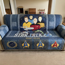 Load image into Gallery viewer, “Blast Off to Nostalgia!” - Space Adventure Quilted Sofa Cover, Personalized Gifts for Star Trek Fans Sofa Cover PopCulturePrints