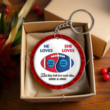 Load image into Gallery viewer, Personalized American Football Ornament for Couples - Custom Christmas Gift & Valentine's Day Gifts Keychains PopCulturePrints