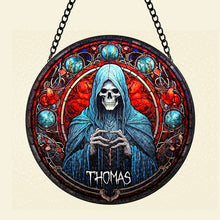 Load image into Gallery viewer, Customizable Skull Halloween Stained Glass Suncatcher Suncatcher PopCulturePrints