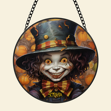 Load image into Gallery viewer, Personalized Halloween Family Wood Sign - Custom Cartoon Character Design Suncatcher PopCulturePrints