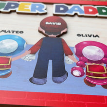 Load image into Gallery viewer, Super Dad Personalized Wood Sign - Custom Names Wood Sign PopCulturePrints