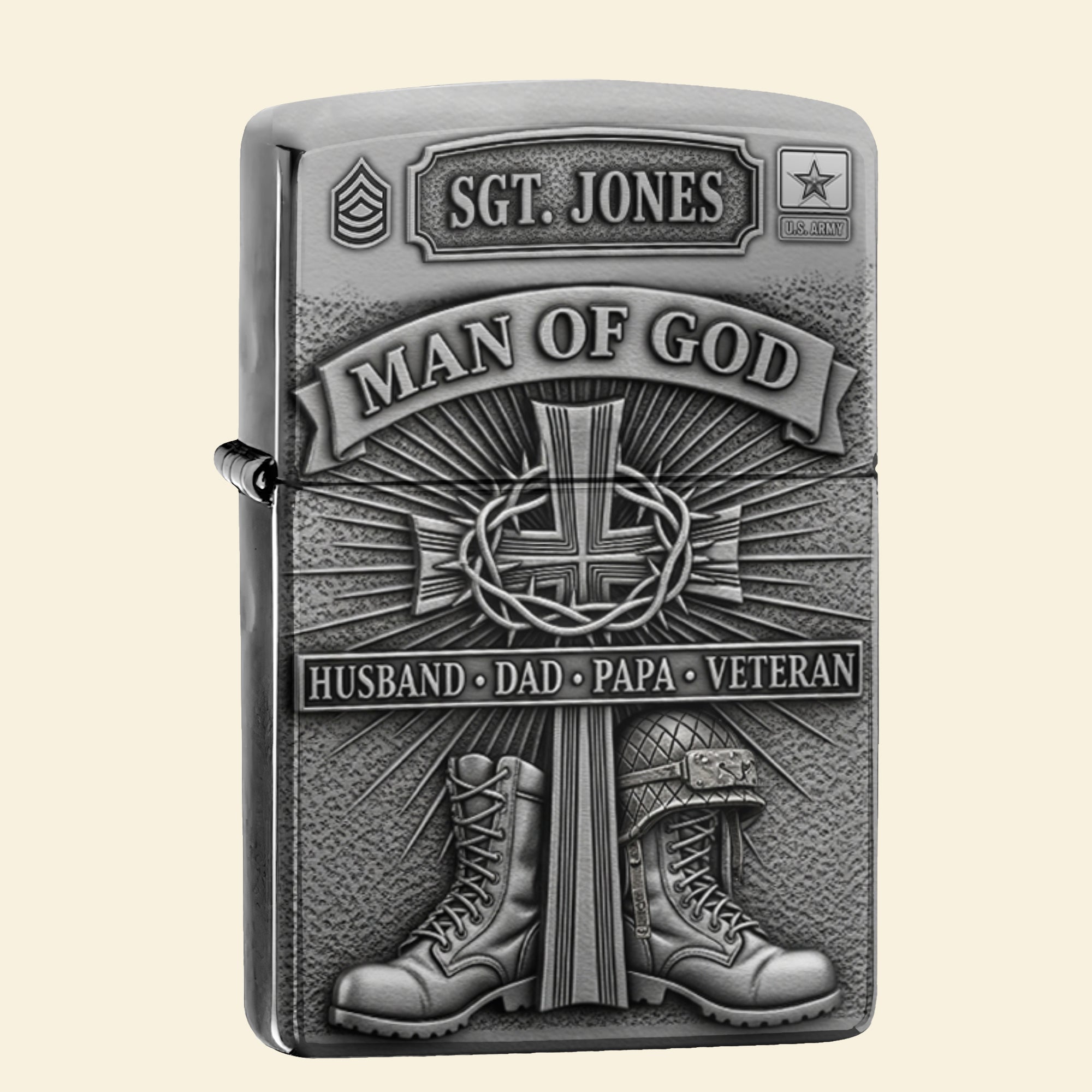 Man Of God Lighter - Personalized Gift for Veterans, Dads, and Husbands Lighter PopCulturePrints