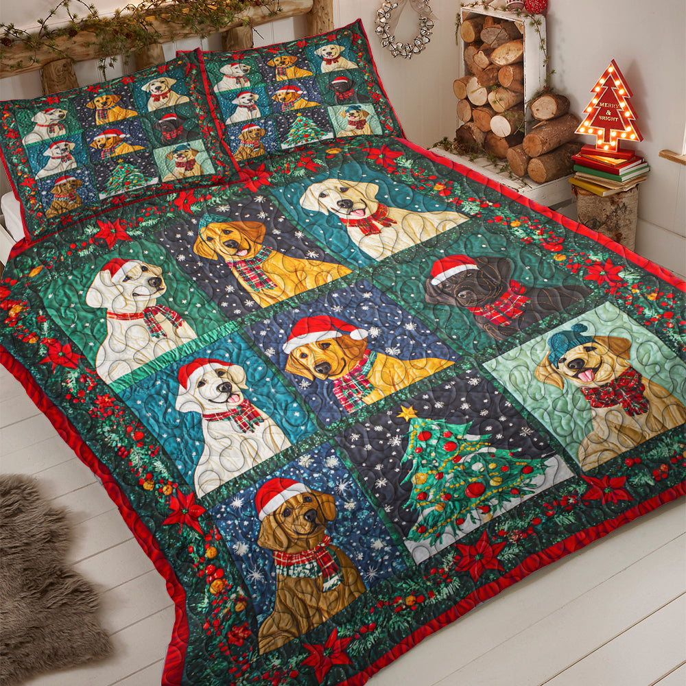 Colorful Labrador Retriever Dog Christmas Quilt Bed Set for Pet Lovers Blanket PopCulturePrints